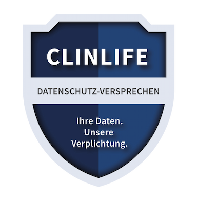 Ein Bild eines Schildes, das die Versprechen von ClinLife zum Schutz der Privatsphäre und der Datensicherheit der Nutzer verdeutlicht